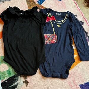 Garanimals and Bundles Black and Navy Long Sleeve Bodysuit Set